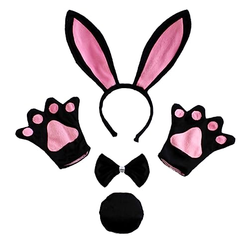 ABOOFAN 1 Satz Kaninchen-cosplay-kostüm Hasenohren Haarreifen Hase Fliege Mädchen-kaninchen-cosplay Kaninchenpfoten-handschuhe Hasenkostüm Stirnband Kind Erwachsener Hasenschwanz von ABOOFAN