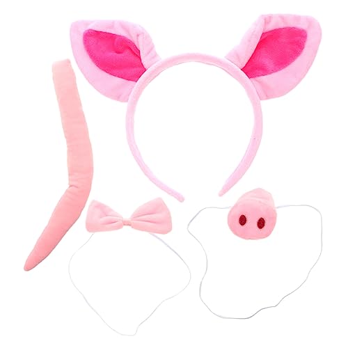 ABOOFAN 1 Satz Schweinenase Stirnband Halloween Tier Stirnband Rosa Stirnband 4er Set Kinderanzüge Halloween-cosplay-set Ohren Stirnband Und Tierschwänze Requisiten Stoff Kleidung von ABOOFAN