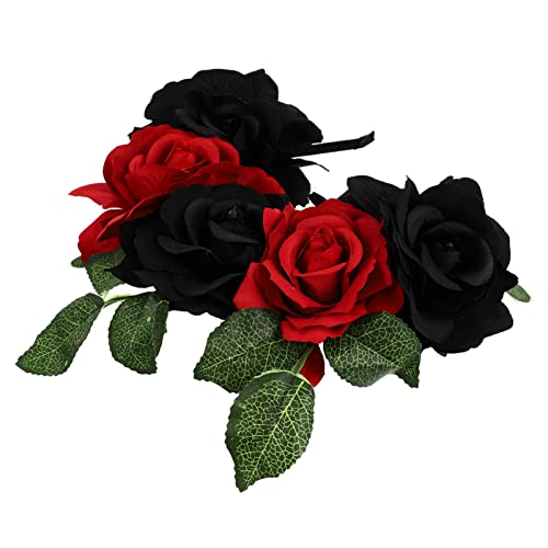 ABOOFAN 1stk Rosa Stirnband Rose Stirnband Rotes Rosen-stirnband Halloween-rosen-stirnband Schwarz Rose Mexikanisches Blumenstirnband Gotische Kopfstücke Damen Haar Schal Stoff von ABOOFAN