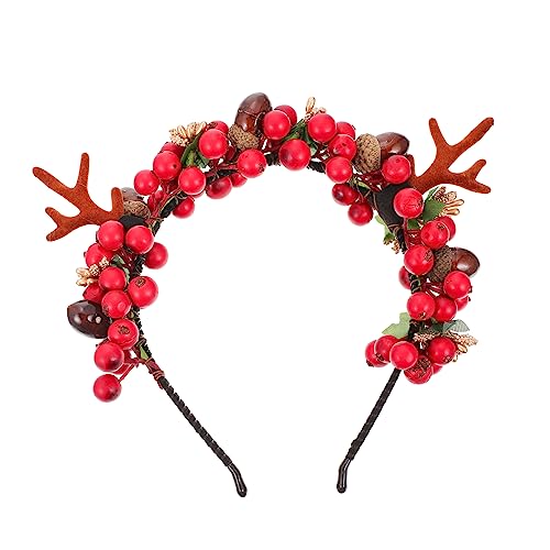 ABOOFAN 1stk Simulation Beeren Stirnband Haarbänder Für Damenhaar Weihnachtsgeweih Stirnband Haarschmuck Für Damen Stirnbänder Mit Roten Beeren Haarring Harz Fräulein von ABOOFAN