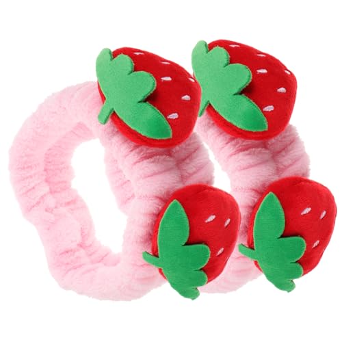 ABOOFAN 10 Stück Erdbeer-Stirnband-Haargummis Für Frauen Kawaii-Make-Up 3D-Frucht-Stirnband Korallenvlies Spa-Stirnband Flauschiges Handtuch-Stirnband Gesichtswasch-Stirnband von ABOOFAN