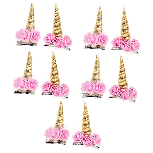 ABOOFAN 10 Stk Halloween-haarspangen Blumenspangen Haarschmuck Aus Einhornhorn Einhorn-party-kopfschmuck Hornclip Kopfbedeckung Stirnband Stoff Schnapp Dir Die Schnalle Mädchen Kleinkind von ABOOFAN