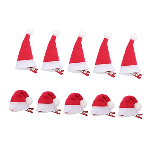 ABOOFAN 10 Stk Weihnachtshaarnadel Weihnachtshaarspangen Weihnachtsmütze Haarnadel Mini-weihnachtsmütze Haarspange Elfenhut Haarspangen Mini-haarspange Mit Kappen Hüte Mädchen Damen von ABOOFAN