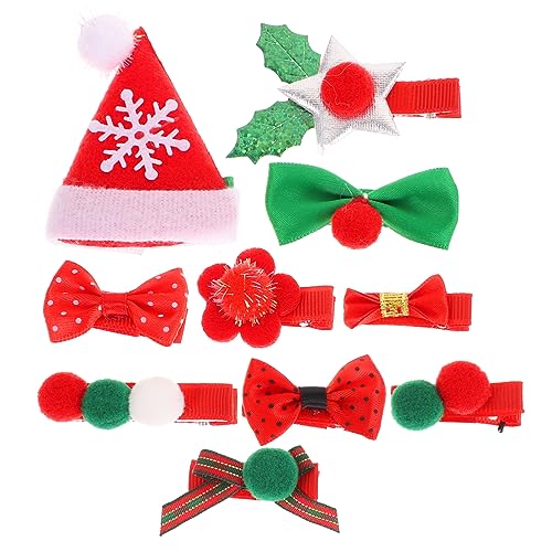 ABOOFAN 10St Weihnachtshaarspangen Weihnachtshaarnadel für weihnachtliche Haardekoration kinder haarschmuck cute hair clips Hut für Kinder Hut zurückschnappen Bogenknoten Haarnadel von ABOOFAN