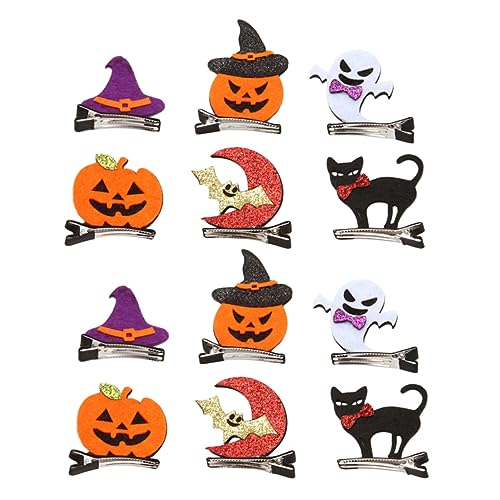 ABOOFAN 12st Halloween-haarspangen Halloween-haare Geisterhaarspangen Katze Haarspange Skelett Haarspangen Teufel Haarspangen Party-haarspangen Haarschmuck Kürbis Filzstoff Kind Hexen Hut von ABOOFAN