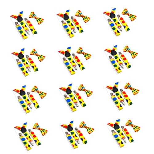 ABOOFAN 12sätze Farbenfrohe Junge Mädchen Clown Kostüm Mit Hosenträgern Und Fliege Für Karneval Und Themenpartys Lustiges Accessoire Für Jungen Und Mädchen Bequem Und Hautfreundlich von ABOOFAN