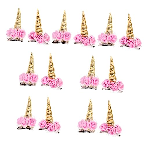 ABOOFAN 14 Stk Halloween-haarspangen Haarspangen Für Kinder Einhorn-party-kopfschmuck Schöne Haarschleife Mädchen Haarschleifen Glitzernde Hörner Schnappschuss Stoff Kleinkind Krawatte von ABOOFAN