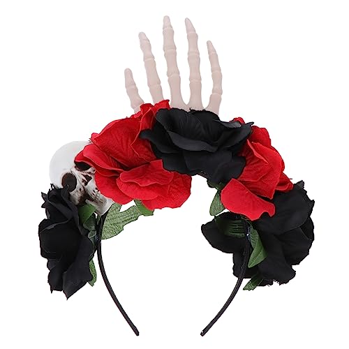 ABOOFAN 1stk Schädel-hand-stirnband Tag Der Toten Blumenstirnband Halloween-rosenblumenkrone Mexikanisches Blumenstirnband Totenkopf-blumenkrone Partyzubehör Cosplay Stoff Fräulein Mexiko von ABOOFAN