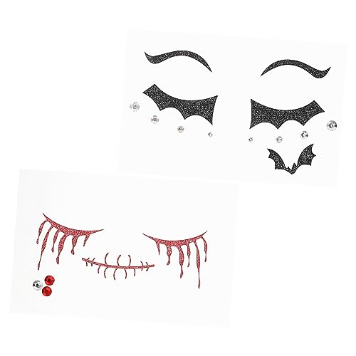 ABOOFAN 2 Blätter Halloween-auge Halloween Party Halloween Temporäre Gesichtstattoos Halloween-gesicht Partyzubehör Tätowierungen Für Kinder Halloween-horror Plastik Bilden Applikationen von ABOOFAN