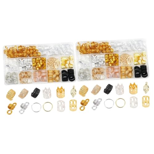 ABOOFAN 2 Boxen Set Aus Dreadlock-Legierung Haarschmuck Ring Wikinger-Haarschmuck Haarring Dekoration Goldene Accessoires Für Frauen Zöpfe Haarflechtmanschette Dreadperlen Gold- von ABOOFAN