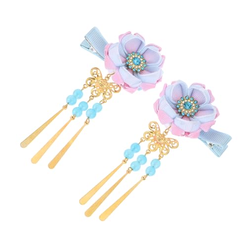 ABOOFAN 2 Paar Haarnadel Haarspangen Haarklammer Weihnachtsdekoration Braut Haarspange Blau Tiara Haarschmuck für Mädchen Frauen Haarspange japanisch Blumen Strasssteine Kopfbedeckung Kind von ABOOFAN