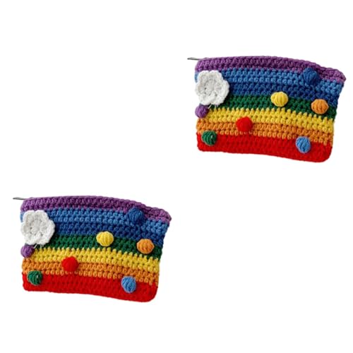 ABOOFAN 2 STK Geldbeutel Regenbogen Reise-Kosmetiktasche Mini-geldbörsen Mini-kulturbeutel Damenbrieftasche Kulturbeutel Für Die Reise Florale Geldbörse Garn Reisen Schmuck Mädchen von ABOOFAN