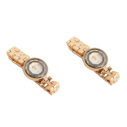 ABOOFAN 2 Stücke Stilvolle Uhr Für Frauen Gold Und Schwarz Quarz Kristall Armband Uhr Leichte Modische Sie von ABOOFAN