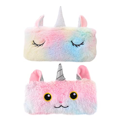 ABOOFAN 2 Stück Einhorn-Plüschtasche Plüsch-Kosmetiktasche Pelziger Bleistiftbeutel Klassenzimmer- Tragbare Make-Up-Tasche Mädchen-Make-Up-Set Reise-Federmäppchen von ABOOFAN