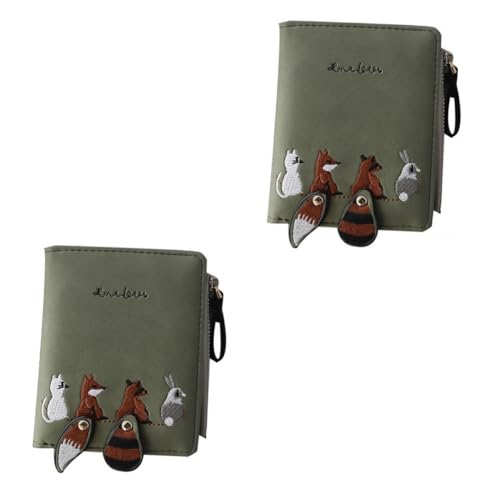 ABOOFAN 2 STK Brieftasche Mit Critter-Print Geldbörsen Geldbörse Für Männer Ästhetische Accessoires Damen Geldbörse Aus Leder Kreditnehmer Münzfach Mädchen Niedlich Handtasche Metall von ABOOFAN