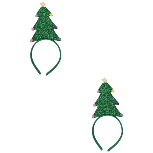 ABOOFAN 2 Stück Grünes Stirnband Weihnachtsbaum Weihnachts-Kopfbedeckung Für Frauen Weihnachtsbaum-Kopfbedeckung Grüne Niedliche Weihnachtselfen-Stirnbänder Feiertags-Stirnbänder Für von ABOOFAN