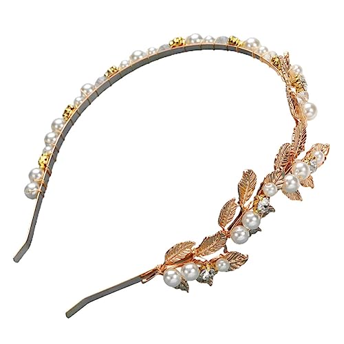 ABOOFAN 2 Stück Haarschmuck Goldenes Stirnband Braut-Kopfschmuck Stirnbänder Für Mädchen Perlen-Accessoires Für Frauen Hochzeitsschmuck Für Brautjungfern Kristall-Mädchen Hochzeit von ABOOFAN