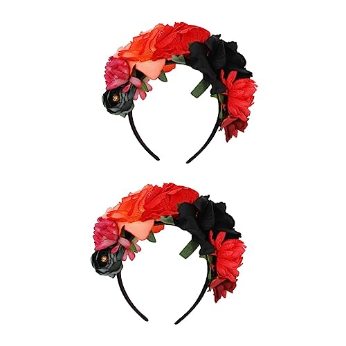 ABOOFAN 2 Stück Kopfbedeckung Halloween-Stirnband Rosenblüten-Haarband Modisches Stirnband Halloween-Rosenkranz-Stirnband Stilvolle Stirnbänder Für Frauen Cosplay-Zubehör von ABOOFAN