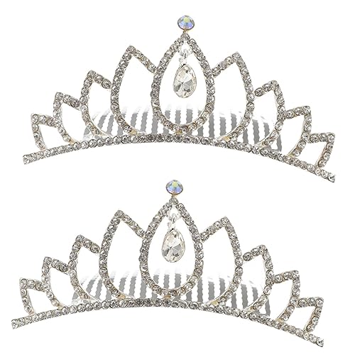 ABOOFAN 2st Farbige Strasskrone Tiara-kamm Haarkamm Brautkamm Strass Haar Seitenkamm Bräute Kristall Mädchen Strass Hochzeit Tiara Kamm Brauthaar Weiß Kuchen Stirnband Fräulein Legierung von ABOOFAN