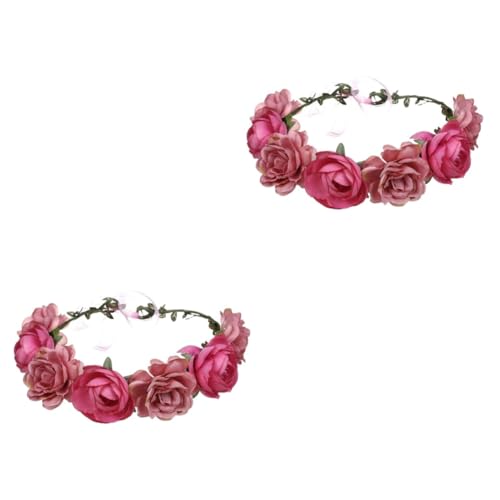 ABOOFAN Rose 2 Stück Rosen-Stirnband Urlaubs-Stirnband Für Frauen Girlanden-Kopfschmuck Rosen-Blumen-Stirnband Kopfschmuck Für Frauen Blumen-Stirnband Hochzeit Haarspange von ABOOFAN