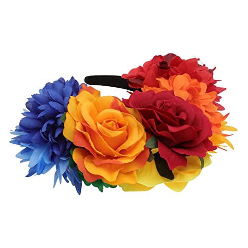 ABOOFAN 2St Rosen blumen Stirnband mexikanisches Dekor Mädchen-Stirnband Haarbänder Tiara Blumenkronen-Stirnband schicke stirnbänder für Kopfbedeckung Perlenfaden Polyestertuch von ABOOFAN