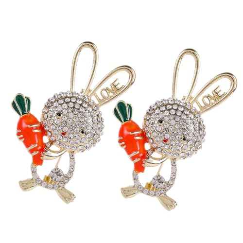 ABOOFAN 2 Stück Süße Tier Brosche Cartoon Kaninchen Anstecknadel mit Strass für Weihnachten Geburtstage Valentinstag Modisches Accessoire für Frauen und Vielseitige Kleidung von ABOOFAN