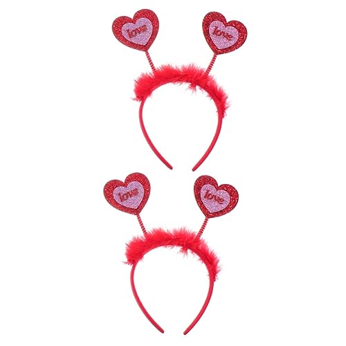 ABOOFAN 2 Stk Valentinstag Stirnband Hochzeit Herz Stirnband Bachelor-kostüm-accessoire Valentinstag Kopfschmuck Haarreif Mit Rotem Herz Plastik Fräulein Empfindlich Antennenkopf von ABOOFAN