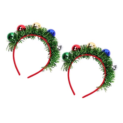 ABOOFAN 2 Stück Weihnachts-Haarreifen mit bunten Christbaumkugeln, Quaste, Stirnband, Requisite, Haar-Accessoires, Goodie Bag Füllstoffe für Erwachsene und Kinder von ABOOFAN