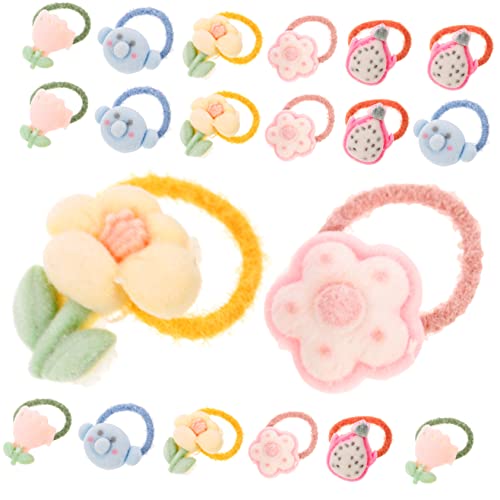 ABOOFAN Kinderanzug 20 Stück Elastische Haargummis Elefanten-Haargummis Blumen-Haargummis Beflockte Haarseile Haargummibänder Für Armbänder Cartoon-Haargummis Mädchen-Gummi Kleine von ABOOFAN