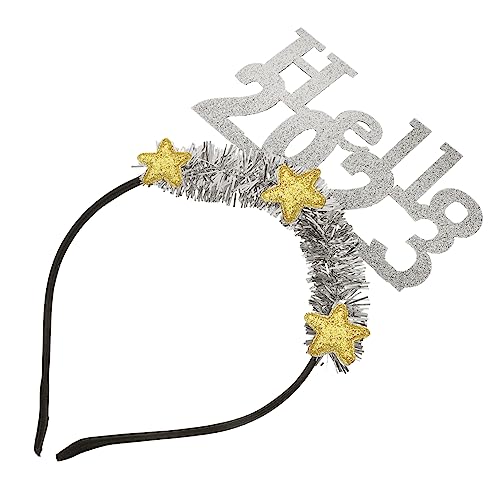 ABOOFAN 2023 Glitzer Star Head Bopper Stern Tiara Kopfschmuck Für Neujahrsfeiern Neujahr Haarband Kostüm Kopfbedeckung Weihnachtsstirnband Graduierung Haarband Metallische Linie Grüßer Pop von ABOOFAN