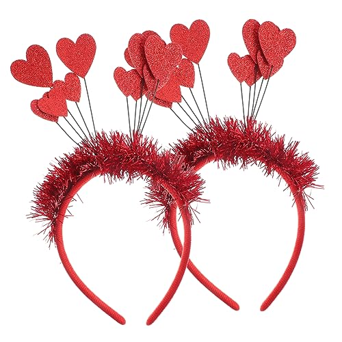 ABOOFAN 2st Pailletten-herz-stirnband Feiertagsbopper Party-amor-stirnband Valentinstag Party Kopfschmuck Kopfbedeckung Aus Roten Pailletten Rote Tiara Outfits Blitz Stoff Zubehör Fräulein von ABOOFAN