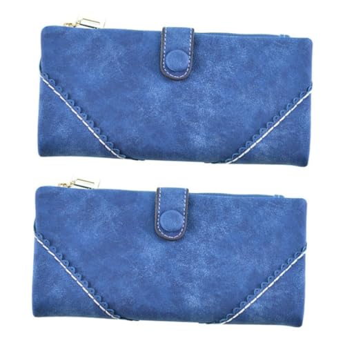 ABOOFAN 2St damengeldbörse damenbörse Womens Purses Blaue Geldbörse damengeldbeutel Mehrzweck-Geldbörse blaues Portemonnaie Praktische Geldbörse damenportemonnaie Schnalle Fräulein von ABOOFAN