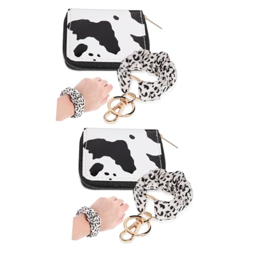 ABOOFAN 2st Geldbörse Schlüsselanhänger Mädchen Schlüsselanhänger Damen Geldbörse Kinder Geldbörse Brieftasche Mit Kuh-Print Kuh Geldbörse Reißverschluss Fräulein Weiches Armband Pu-Leder von ABOOFAN