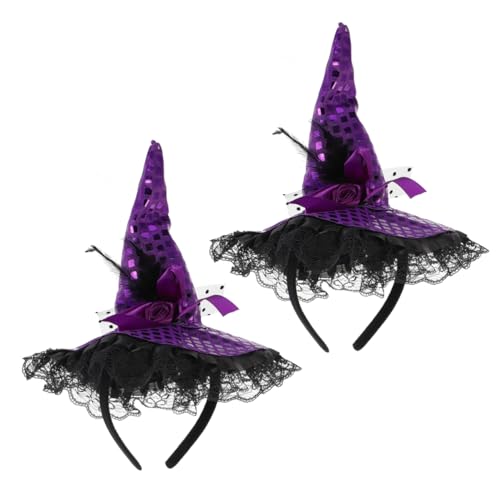 ABOOFAN 2st Halloween-hexenhut-stirnband Halloween Hexe Stirnbänder Urlaub Tiara Leistung Requisiten Party Favors Hexe Hut Haar Band Violett Leistungsrequisiten Stoff Kleinkind Kürbis von ABOOFAN