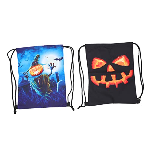 ABOOFAN Bäckerei Tasche 2st Kürbiskopf-rucksack Geschenktüte Einschulung Geschenktüten Kind Polyester Halloween Tasche Mit Kordelzug Halloween-Zubehör von ABOOFAN