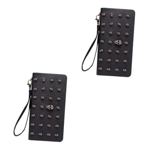 ABOOFAN 2st Lange Geldbörsen-Clutch Sommertaschen Für Damen Münzgeldbörse Damen Geldbörse Gothic Geldbörse Punk-Skelett-geldbörse Geldbörse Mit Handgelenkband Skelett Geldbörse Fräulein von ABOOFAN