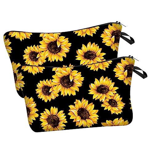 ABOOFAN 2St Sonnenblumen-Kosmetiktasche Schminktäschchen für die Handtasche Tasche für Seesäcke für unterwegs Make-up-Taschen Aufbewahrungstasche Make-up-Organizer Reißverschluss Knödel von ABOOFAN