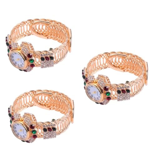 ABOOFAN 3 STK Armbanduhr Geschenke Für Mädchen Rosegoldene Damenuhr Mädchen Anzug Trendige Armbänder Für Frauen Strass-Armband Damenuhren Voller Diamant Kind Formelle Kleidung Legierung von ABOOFAN