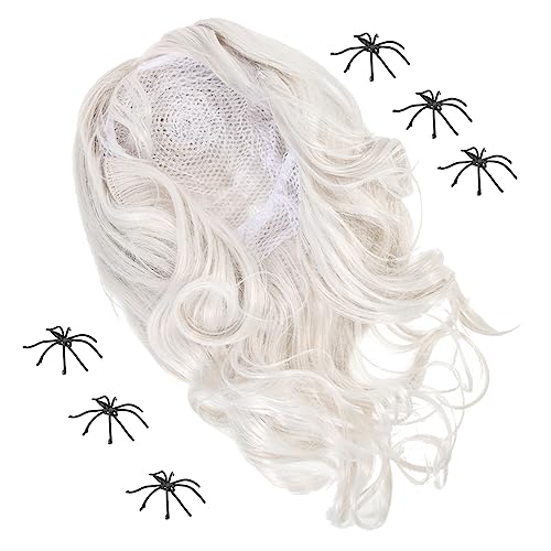 ABOOFAN 3 Sätze Halloween Spinne Perücke Cosplay-Perücken Damen Perücke mittlerer Länge Kleider Cosplay Kostüm Perücke gruselige Spinnenperücke Welle Requisiten Vampir Kleidung Fräulein von ABOOFAN