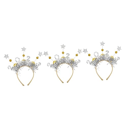 ABOOFAN 3st 2023 Neujahrsstirnband Lametta Star Haarreifen 2023 Glitzerstirnbänder Silvester Partyhüte Star Boppers Stirnbänder Tiara Des Neuen Jahres Stern Geschenk Vlies Pailletten Klein von ABOOFAN