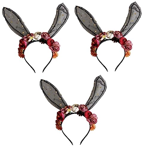 ABOOFAN 3 Stk Blumen-ohr-stirnband Hasenkostüm Stirnband Hasenohren Aus Spitze Festival-party-cosplay-accessoire Schöne Ohr-kopfbedeckung Ohr Stirnbänder Haarband Partybedarf Kind Geweih von ABOOFAN