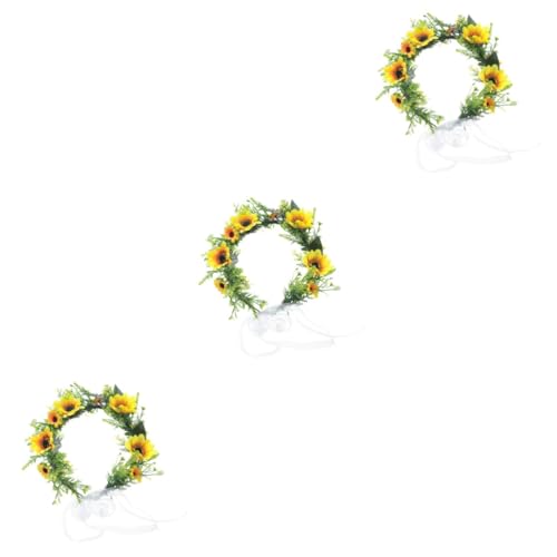 ABOOFAN 3 Stk Sonnenblumenkranz Für Stirnbänder Der Brautkinder Kleid Für Mädchen Haarschmuck Für Damen Haargummis Für Mädchen Blumenmädchen Haare Mädchen Stirnbänder Schal Urlaub Fräulein von ABOOFAN