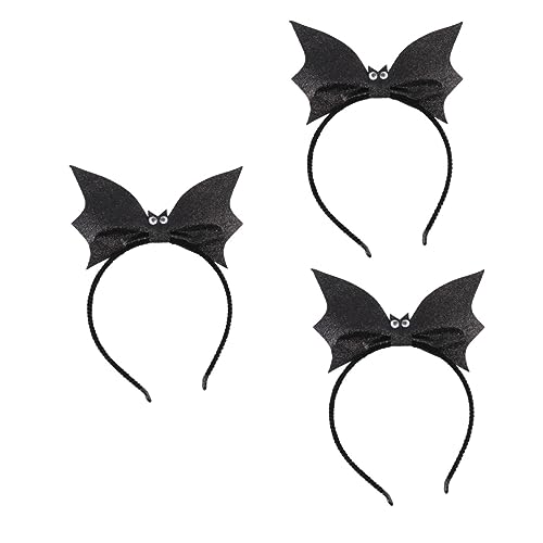 ABOOFAN Kürbis 3 Stück Haarbänder Für Mädchen Gelbe Accessoires Rote Pailletten Fledermausohren Halloween-Stirnbänder Für Erwachsene Fledermaus-Anzieh-Kopfbedeckung Halloween-Haarschmuck von ABOOFAN