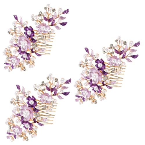 ABOOFAN 3St Haarpfropfen Haarschmuck für die Braut floraler Haarkamm Haarnadel Haarklammer Hochzeitsblumen-Haarkamm Haarschmuck für Mädchen gemalt Kopfbedeckung Haare hoch Haarteil Damen von ABOOFAN