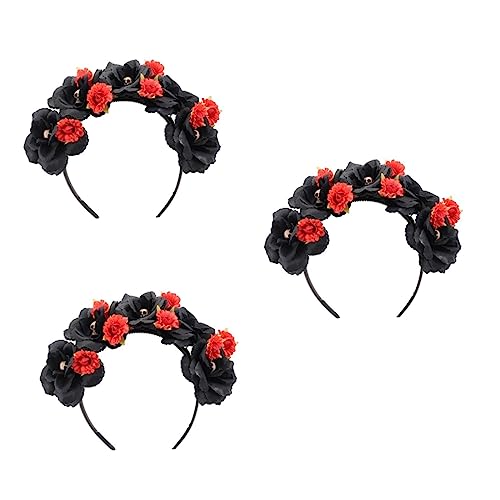 ABOOFAN 3st Halloween-stirnband Halloween-haarreifen Tag Der Toten Kopfschmuck Party-haare Gotische Kopfbedeckung Tag Der Toten Stirnband Mexikaner Skelett Polyester- Haarschmuck von ABOOFAN