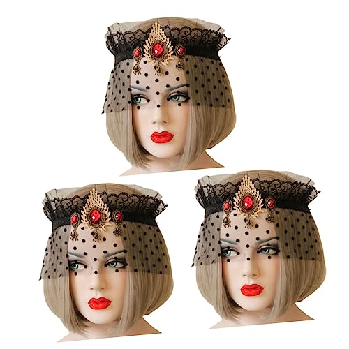 ABOOFAN 3st Gotische Kronen Für Damen Schwarz Spitze Halloween Halloween-kostüm-stirnband Gothic-spitzen-stirnband Halloweenkostüm Gothic Tiara Für Frauen Fräulein Schleier Jahrgang von ABOOFAN