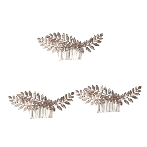 ABOOFAN 3St Kamm Brautkopfschmuck für die Hochzeit Haarschmuck für Damen Golddekor Tiara goldene Haaraccessoires braut kopfschmuck Blätter Kopfbedeckung schmücken Fräulein Zinklegierung von ABOOFAN