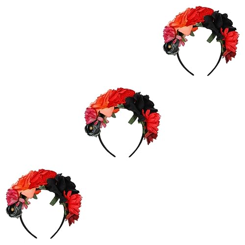 ABOOFAN 3st Halloween-stirnband Tag Der Toten Hexenkrone Halloween-blumenkrone Tag Der Toten Haarschmuck Tag Der Toten Kopfschmuck Vlies Mexiko Europäisch Und Amerikanisch Urlaub von ABOOFAN