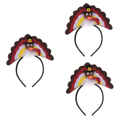 ABOOFAN 3st Thanksgiving-stirnband Thanksgiving-hut Truthahn Kopfbedeckung Truthahnhut Thanksgiving-kopfschmuck Thanksgiving-kopfbedeckung Kopfschmuck Zum Erntedankfest Geschenk Haar von ABOOFAN