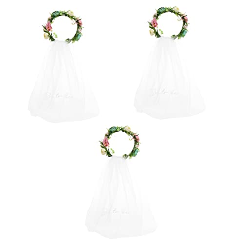 ABOOFAN 3 Stück Künstlicher Rosenkranz Blumen-Stirnband Haarbänder Für Damenhaar Hochzeit Weißer Schleier Brautschleier Damen-Stirnbänder Hochzeit Blumen-Stirnband Blatt von ABOOFAN